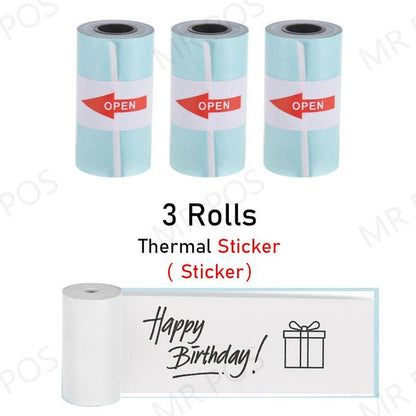 3 Rolls Thermal Paper Sticker Label