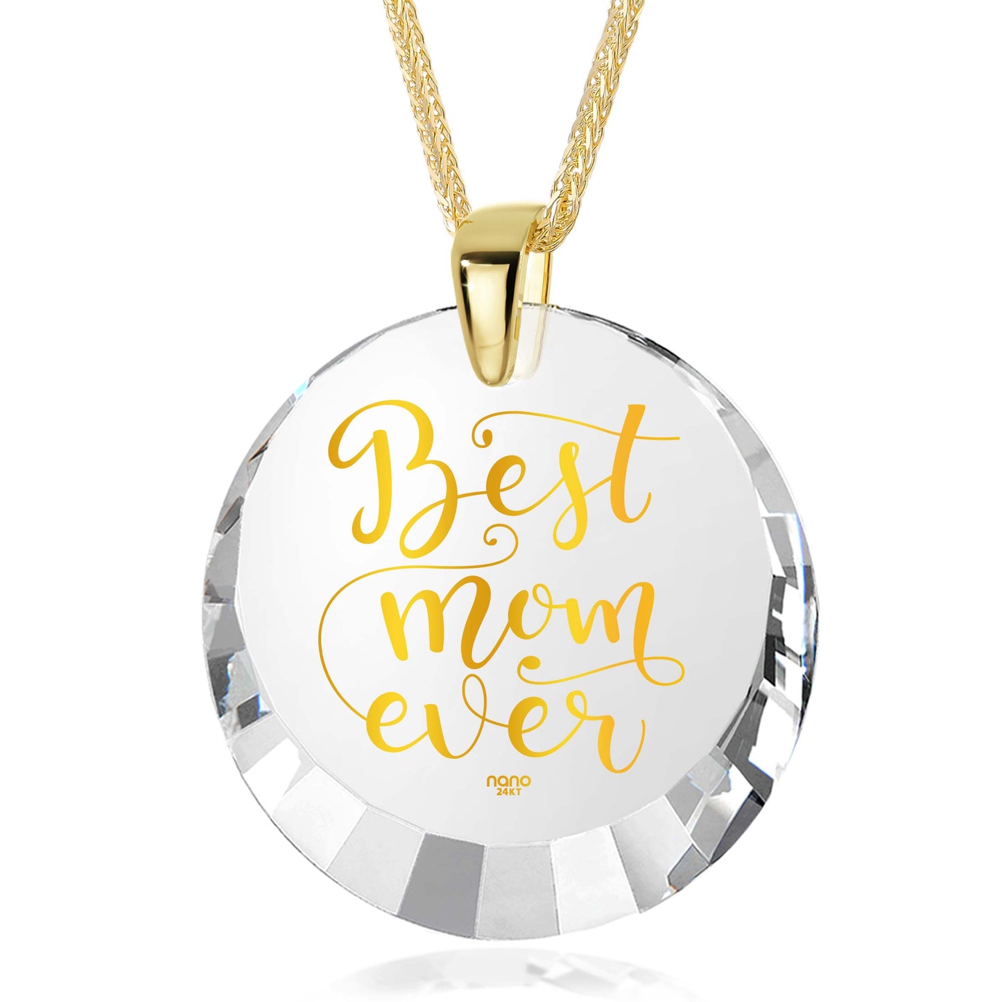 Best Mom Gold Plated Silver Necklace 24k Gold Inscribed - Mother's Birthday Gift