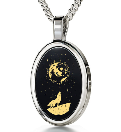 I Love You to the Moon and Back Necklace 24k Gold Inscribed on Onyx