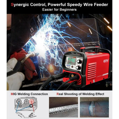 HONE MIG Welder 110V, Actual 140Amp Flux Core Welder/Stick Welder/Lift TIG 3 in 1 Synergic Welding Machine, Smart IGBT Inverter