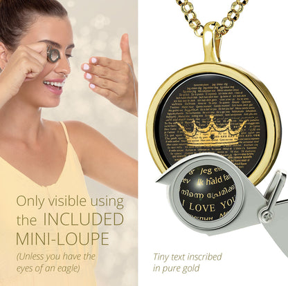 Crown the Queen of Your Heart Necklace Over 100 Languages I Love You Pendant