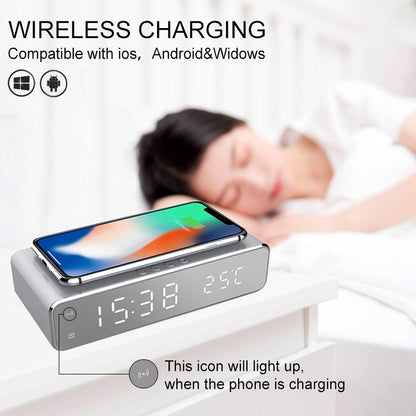 LED Alarm Clock QI Wireless Charger