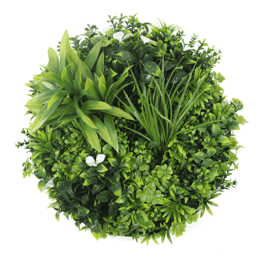 Artificial Green Wall Disc 20" White Frame UV Resistant