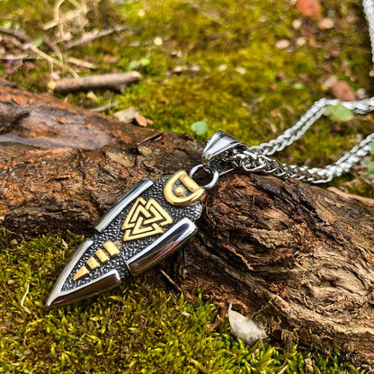 Spear Valknut Gungnir Viking Necklace