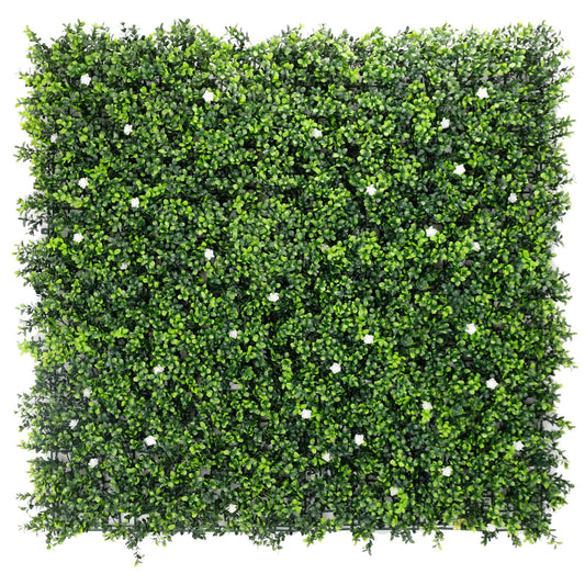 White Flowering Artificial Boxwood Wall 40" x 40" 11SQ FT