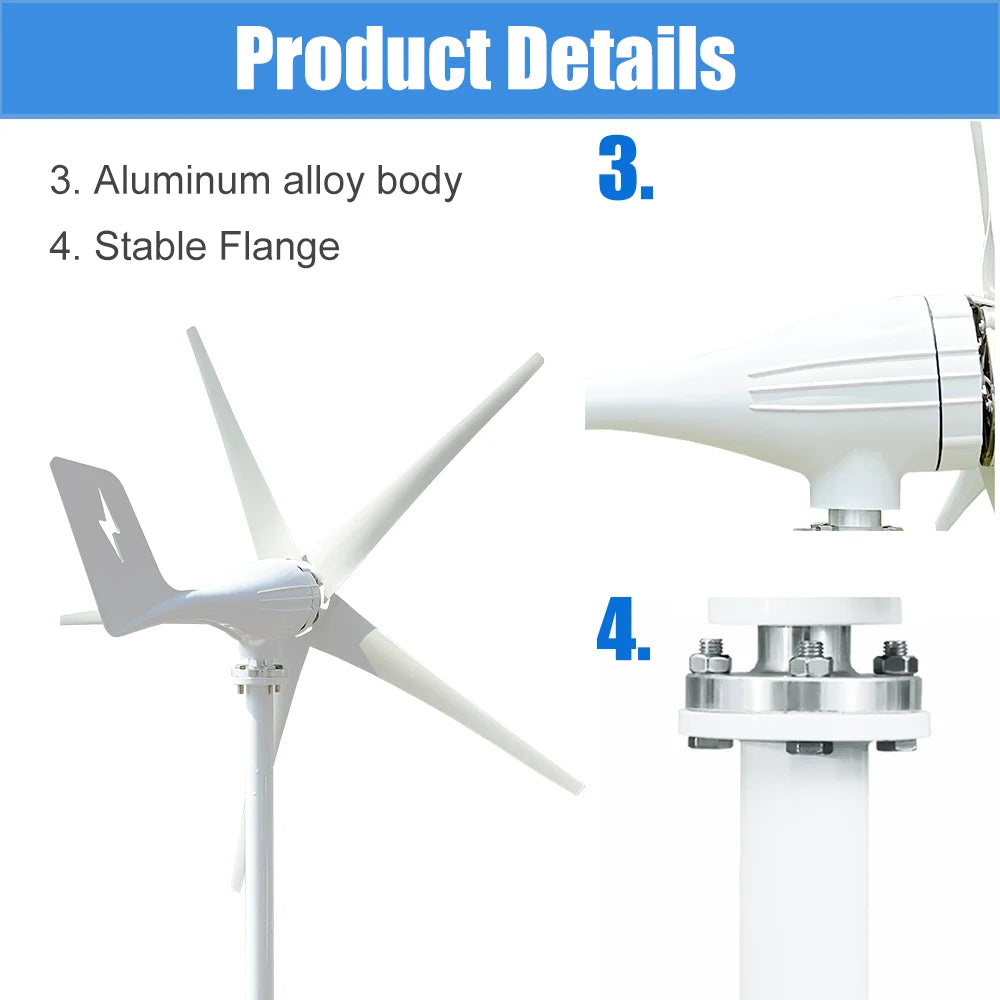 3000W Wind Turbine Power Generator Off Grid System 12V 24V 48V Output 220V 230V 240V System For Home Complete Kit MPPT Charger